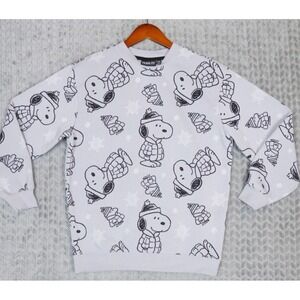 Peanuts Snoopy Snowflake Sweatshirt Grey XS Women's‎ Winter Novelty Crewneck